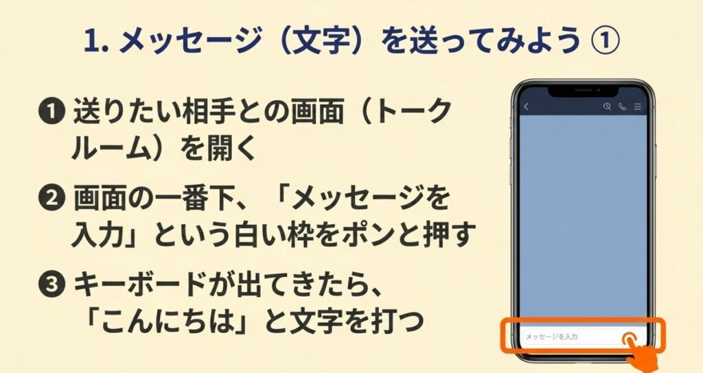 LINEでメッセージを入力して送る