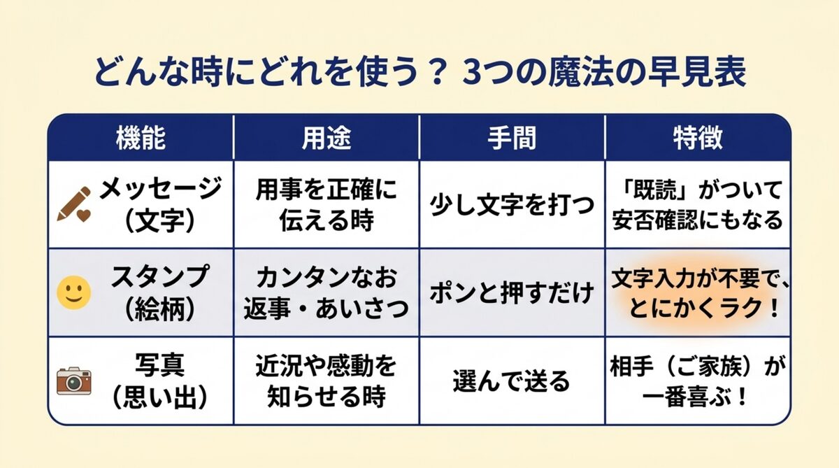 どんな時にどれを使う? 写真は「相手(ご家族)が一番喜ぶ」